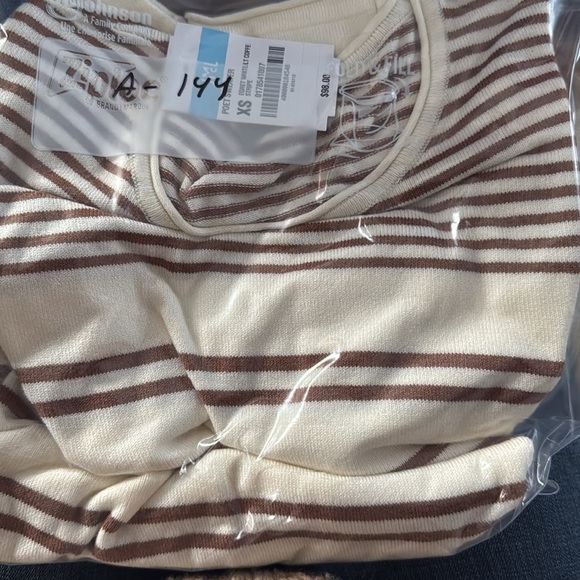 J.McLaughlin Women’s Poet‎ Lightweight Sweater White/Coffee Stripe Cotton XS NEW - Picture 8 of 8